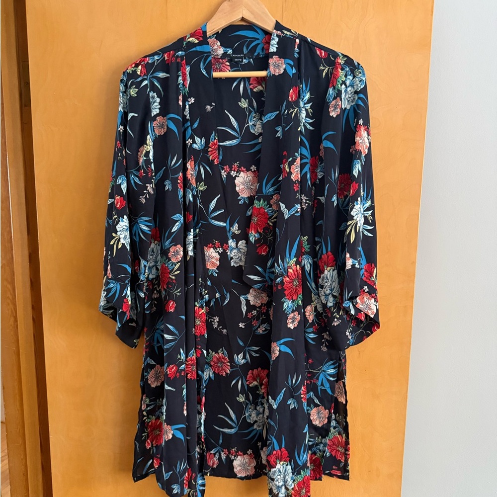 Tahari Navy Floral Kimono